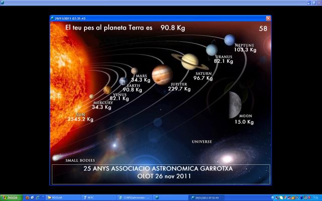El teu pes al sistema solar
