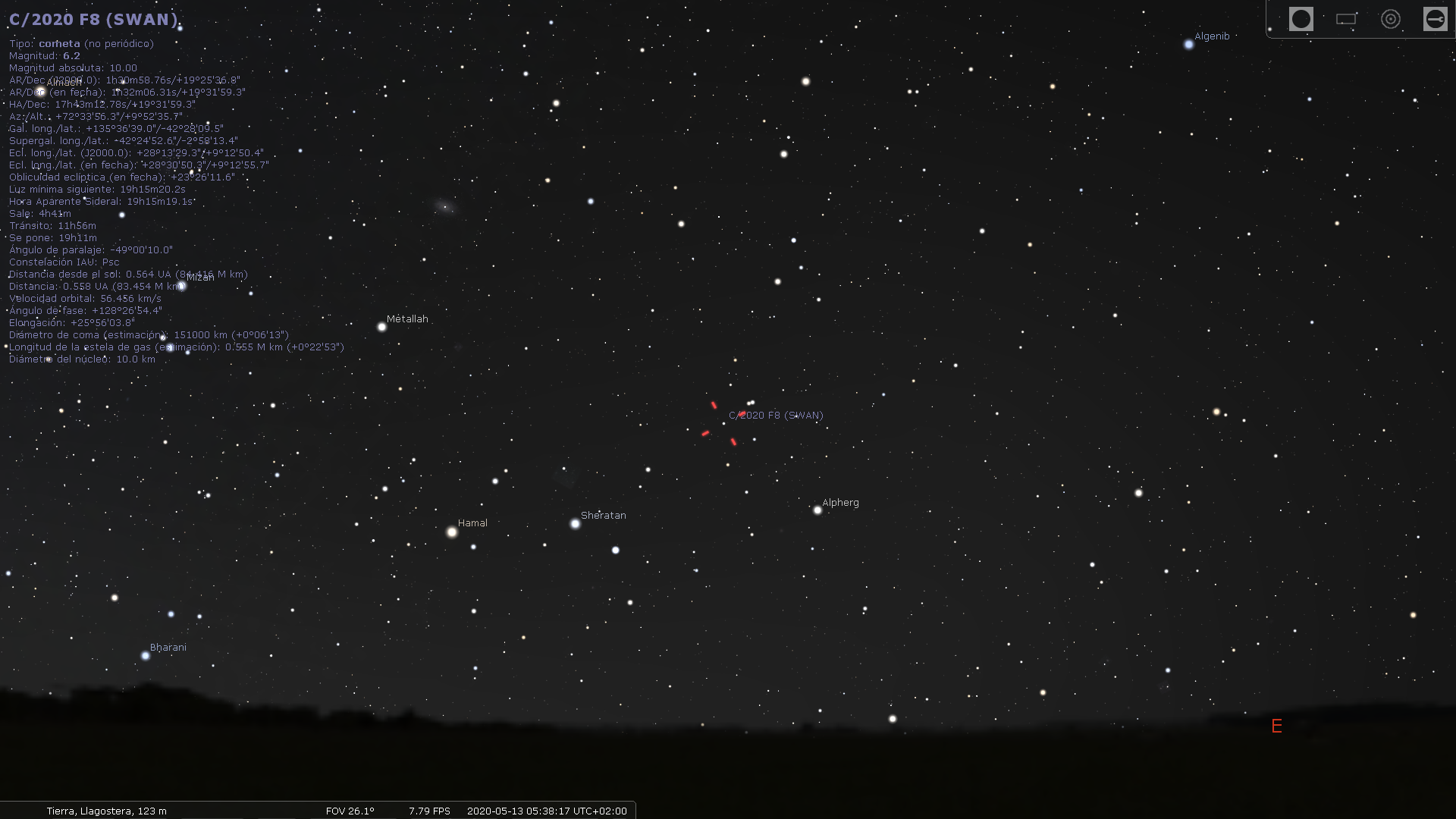 Mapa de situació cometa C/2020 F8 SWAN