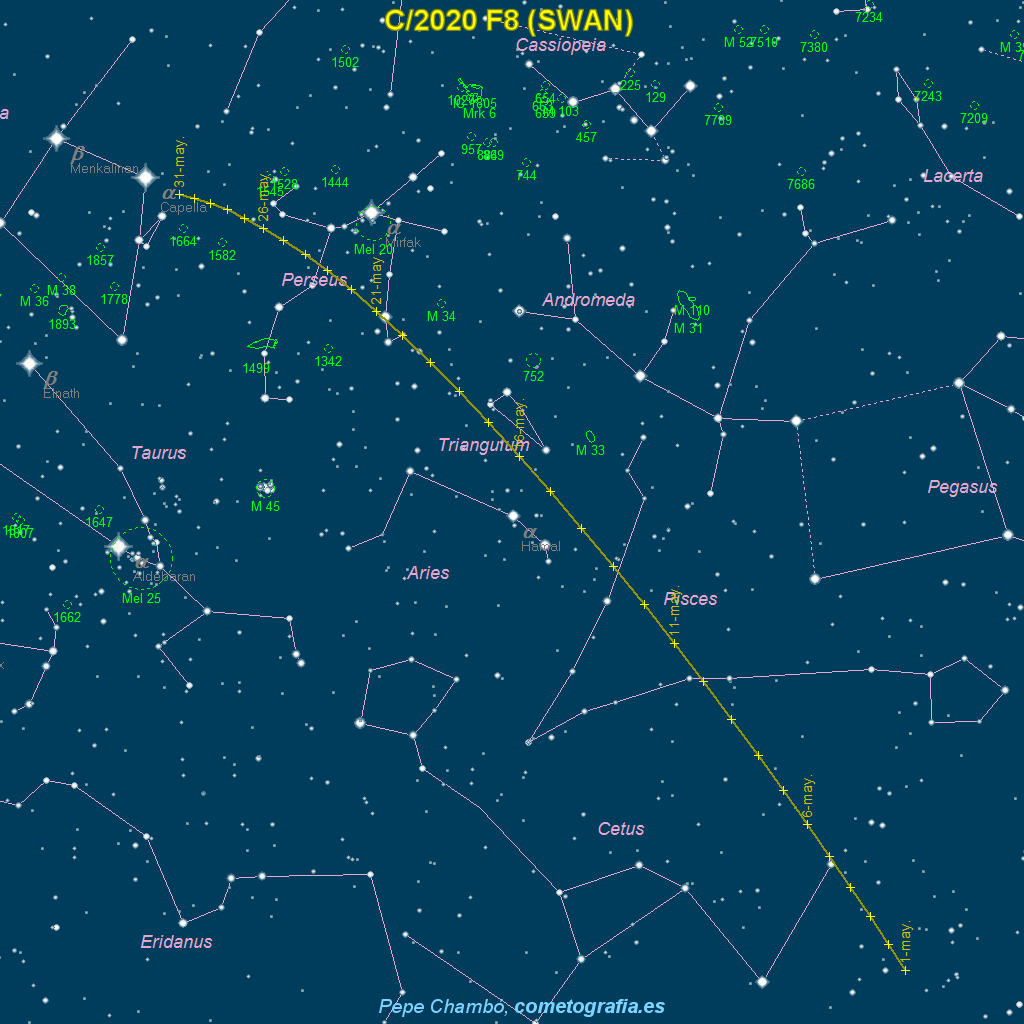 Mapa de situació cometa C/2020 F8 SWAN