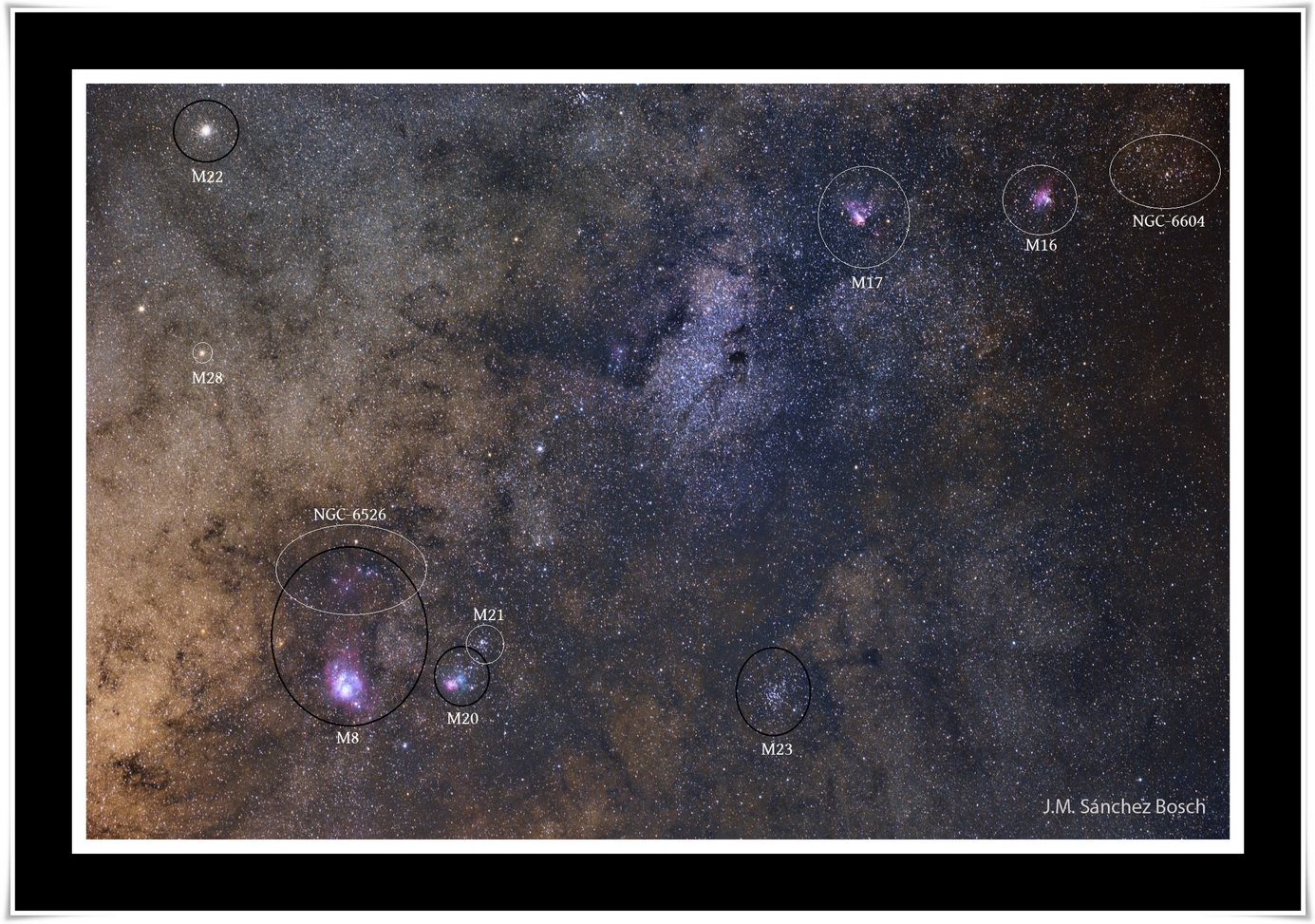 Objectes Messier a la Via Làctia. Fotografia de José Manuel Sánchez Bosch