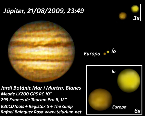 Júpiter i dos dels seus satèl·lits, Ío i Europa