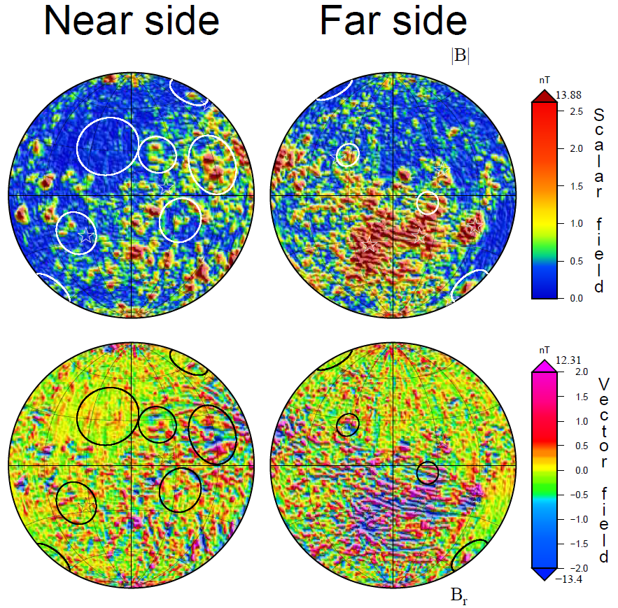 Mapa global de anomalías geomagnéticas lunares