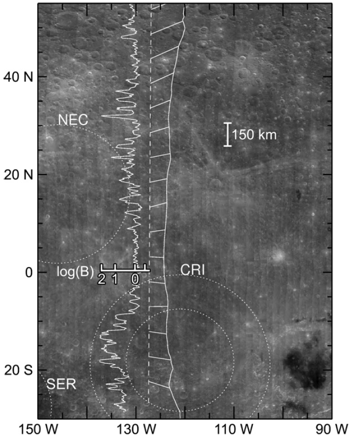 Mapa de anomalías geomagnéticas lunares