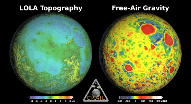 Mapa de anomalías gravitatorias lunares, GRAIL